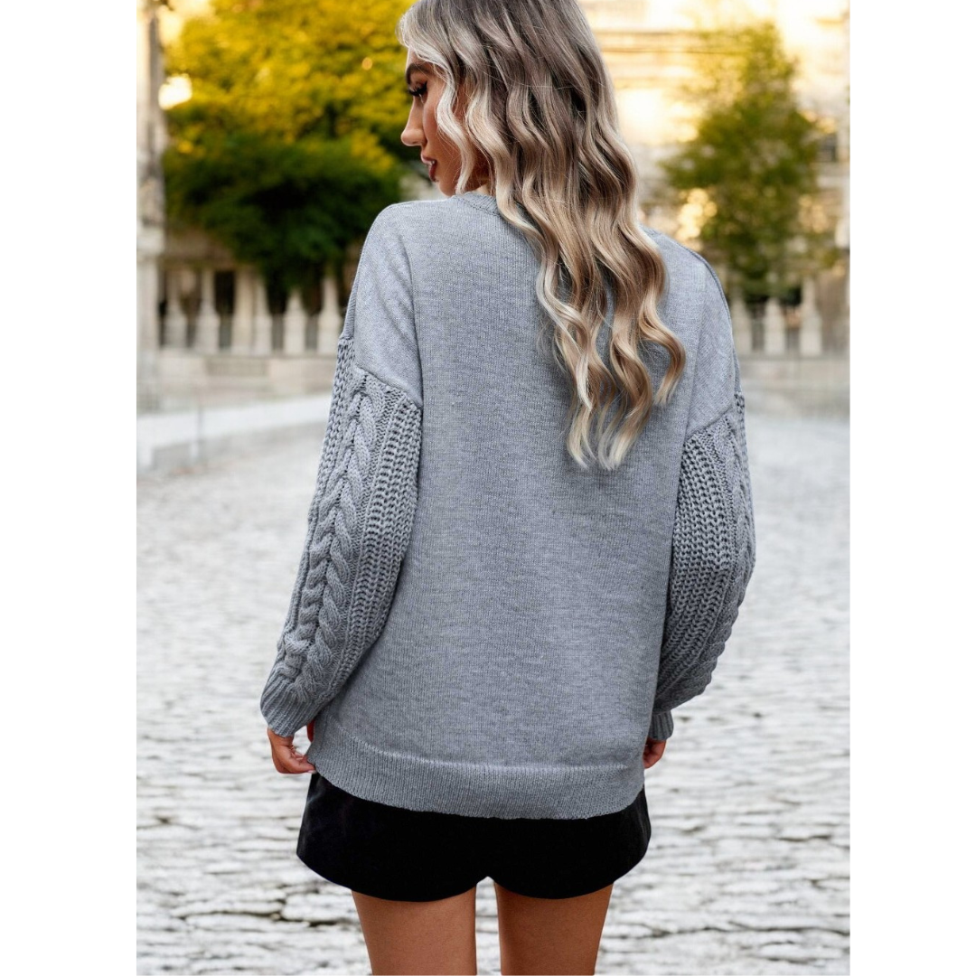 It's Go Time, Long Sleeve Cable Knit Sweater