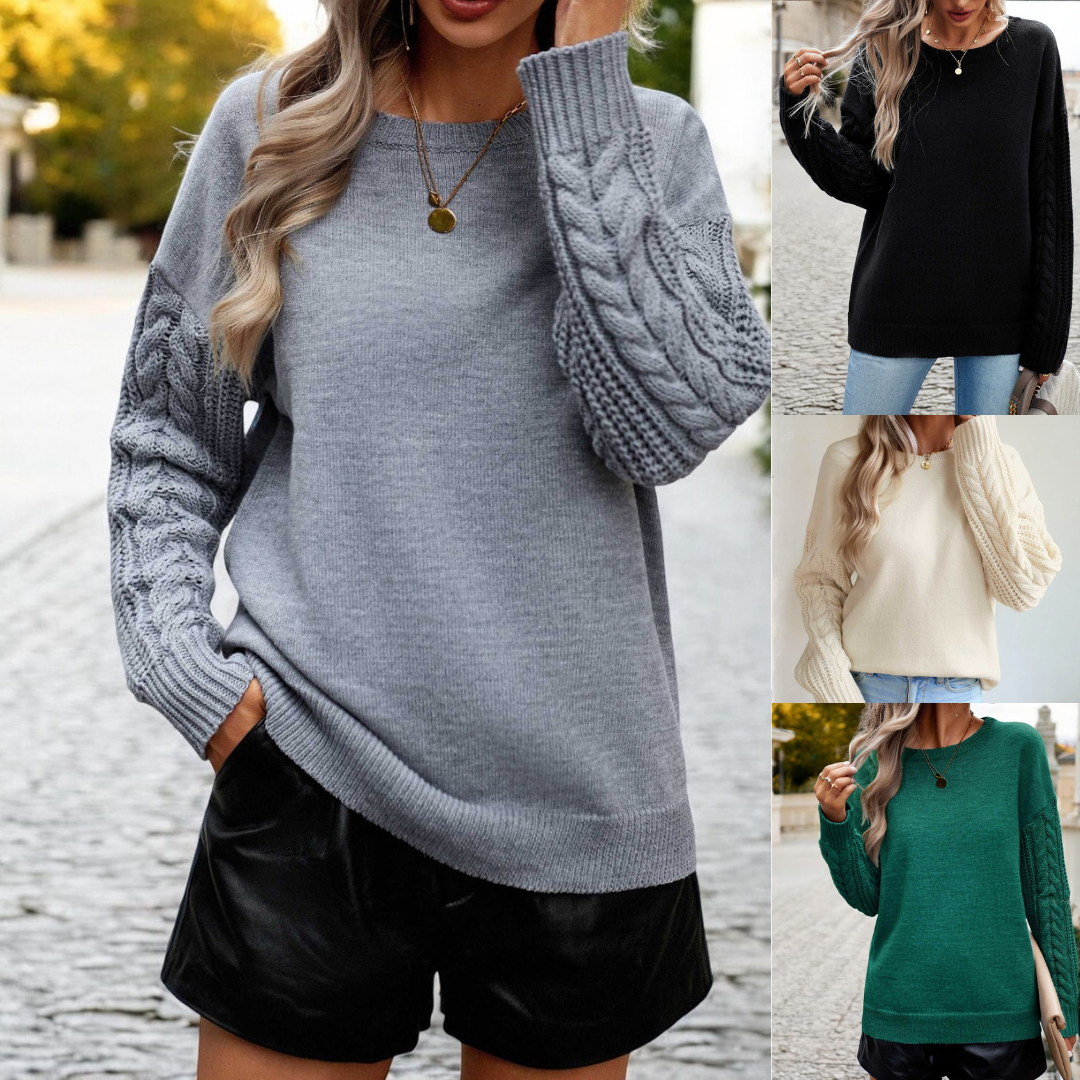 It's Go Time, Long Sleeve Cable Knit Sweater