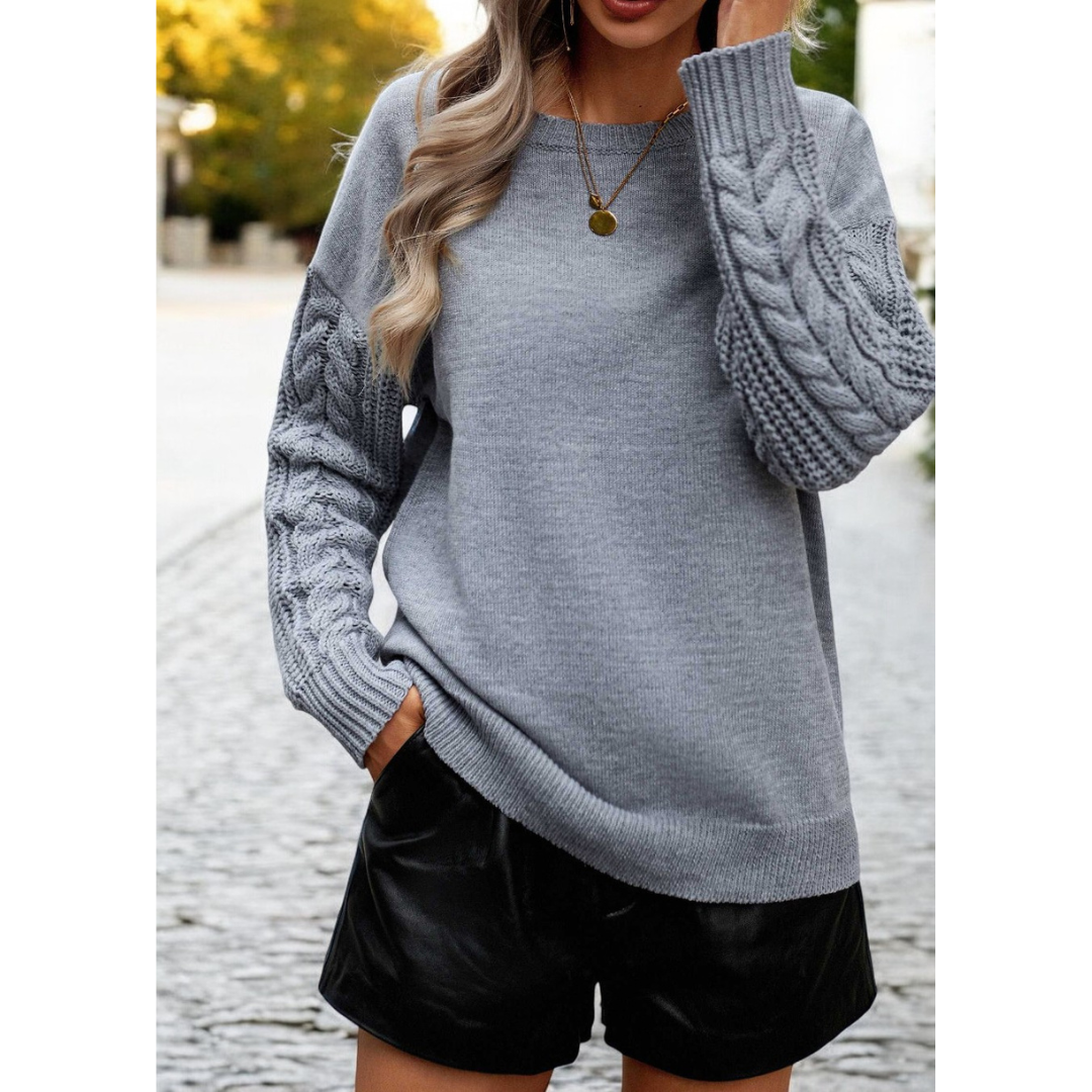 It's Go Time, Long Sleeve Cable Knit Sweater