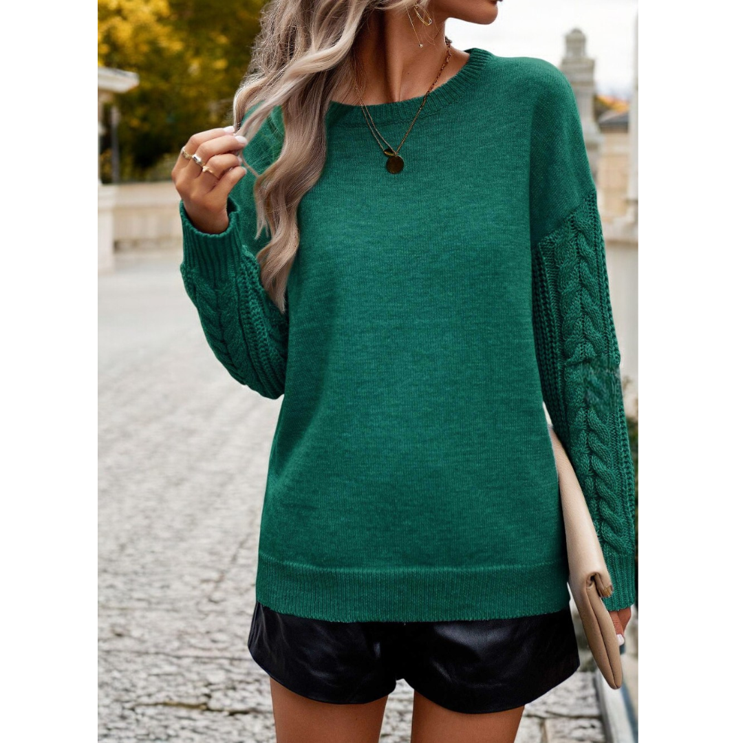 It's Go Time, Long Sleeve Cable Knit Sweater