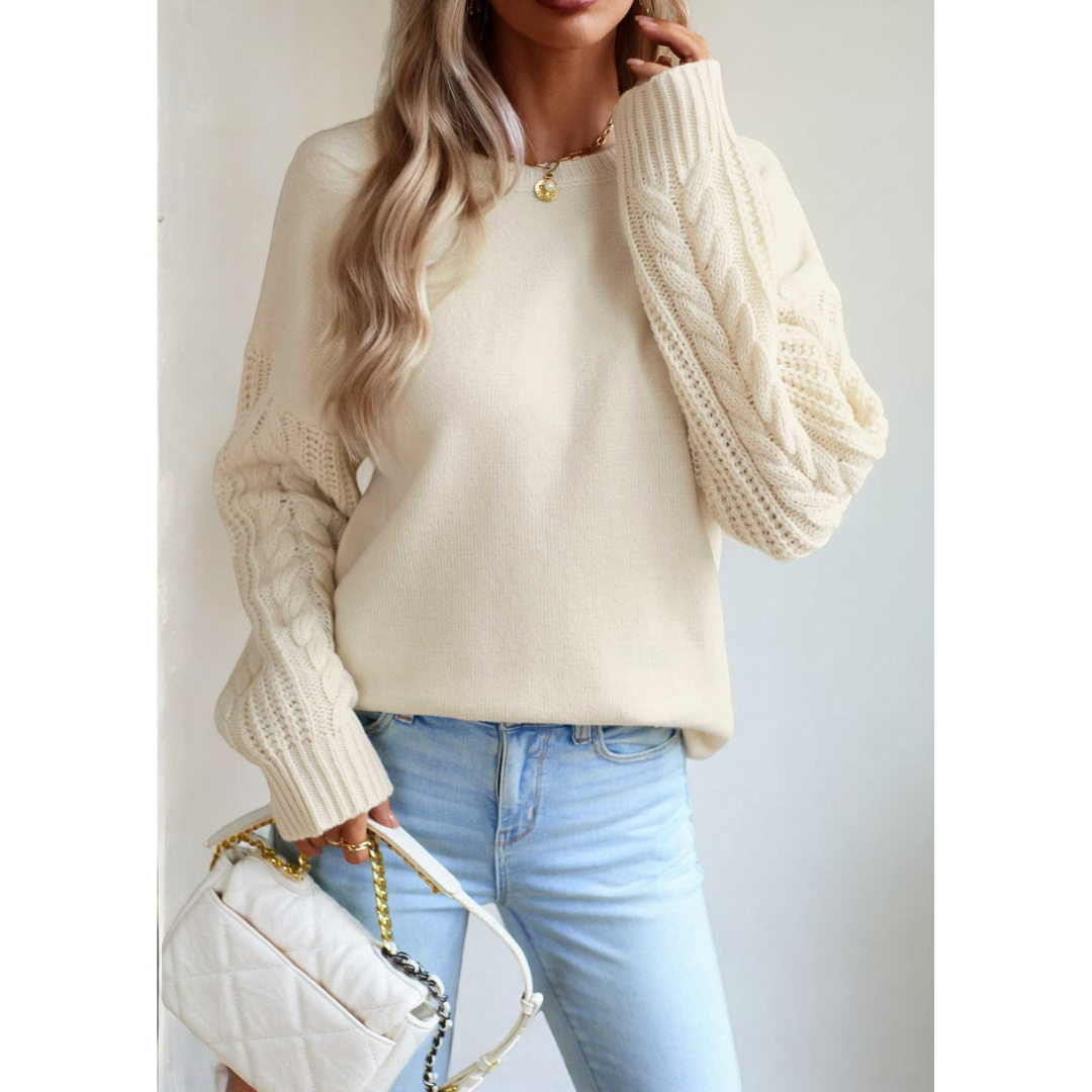 It's Go Time, Long Sleeve Cable Knit Sweater