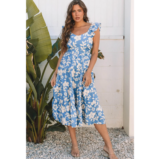 A Bit Flirty, Short Ruffle Sleeve Floral Dress
