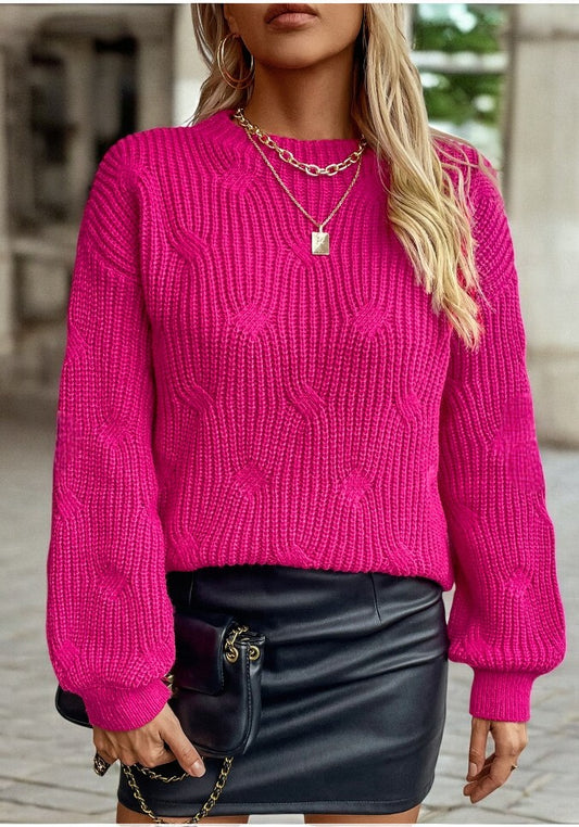 Always A Beautiful Day, Long Balloon Sleeve Texture Sweater