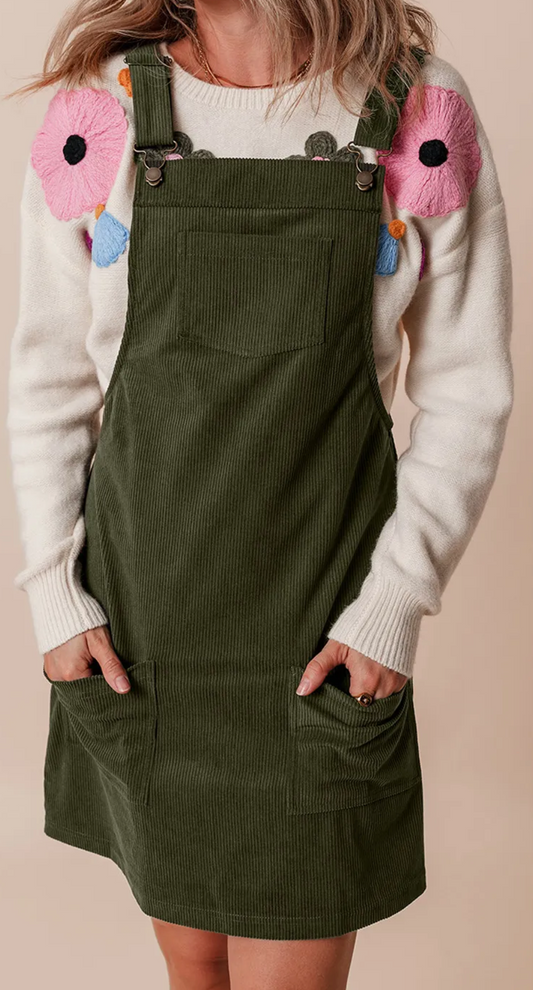 Olive You Forever, Corduroy Overall Dress
