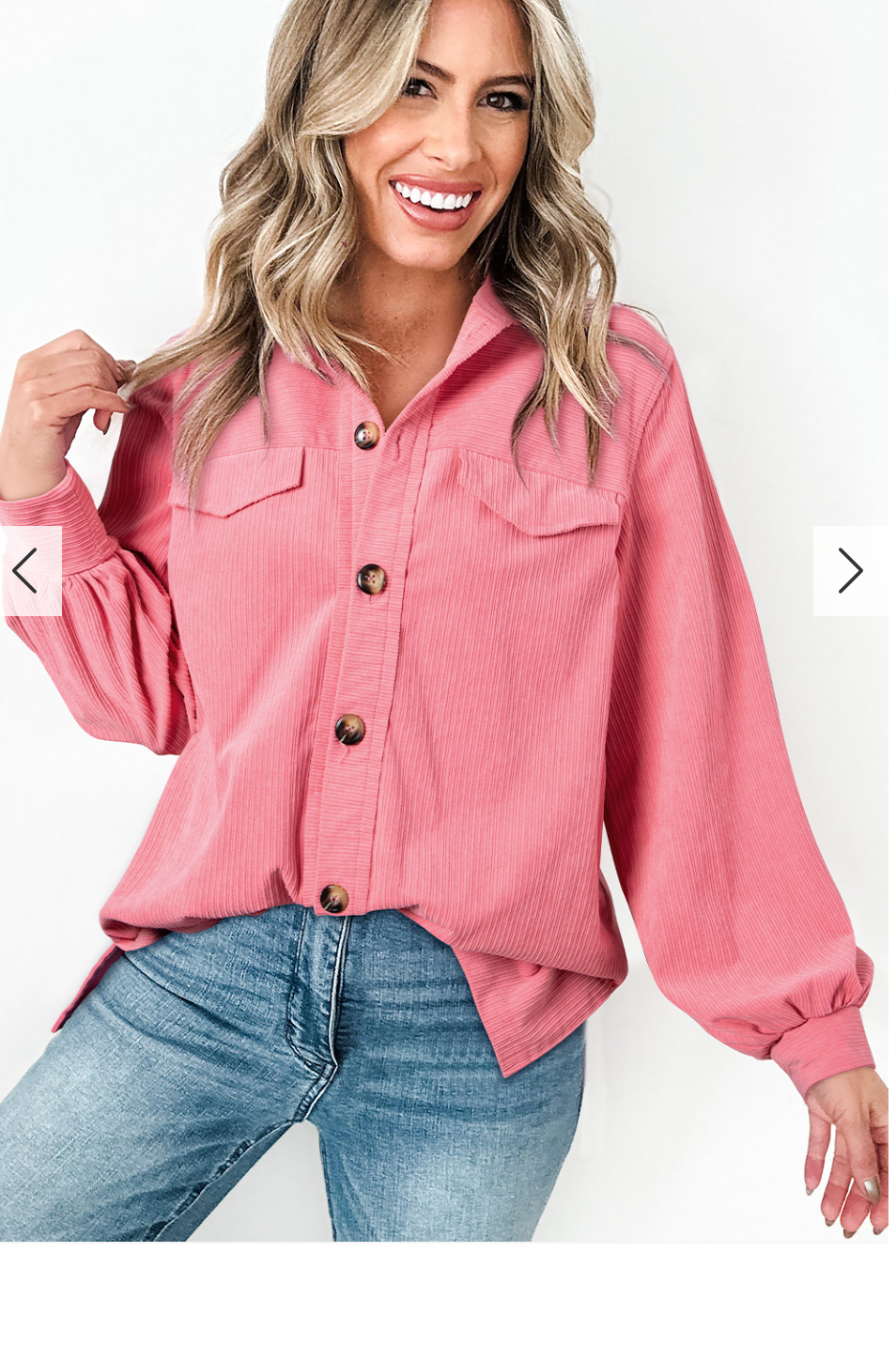 The Blush Corduroy Button-Up