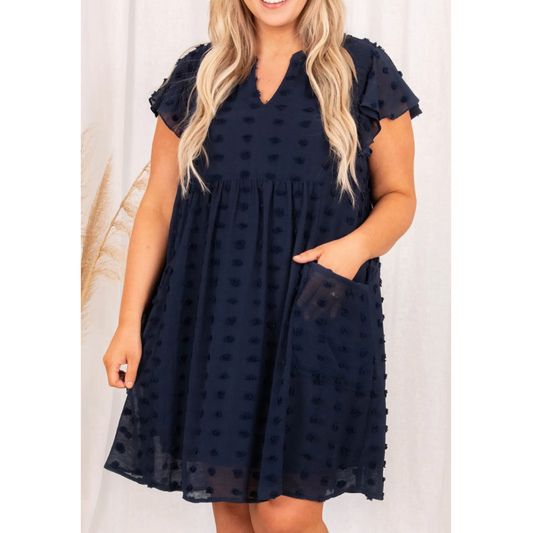 Wishing On A Star, Short Sleeve V Neck Dress With Pockets