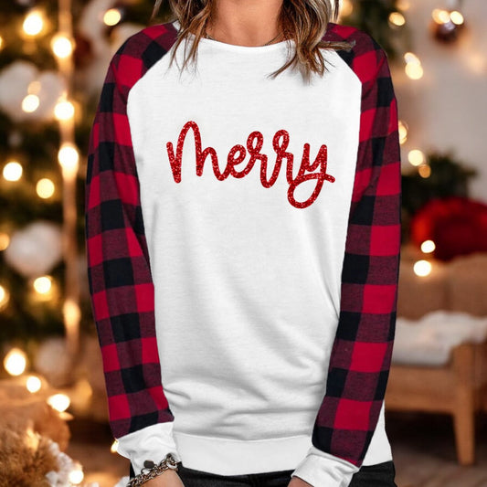 Merry Go Round, Buffalo Plaid Festive Christmas Pullover