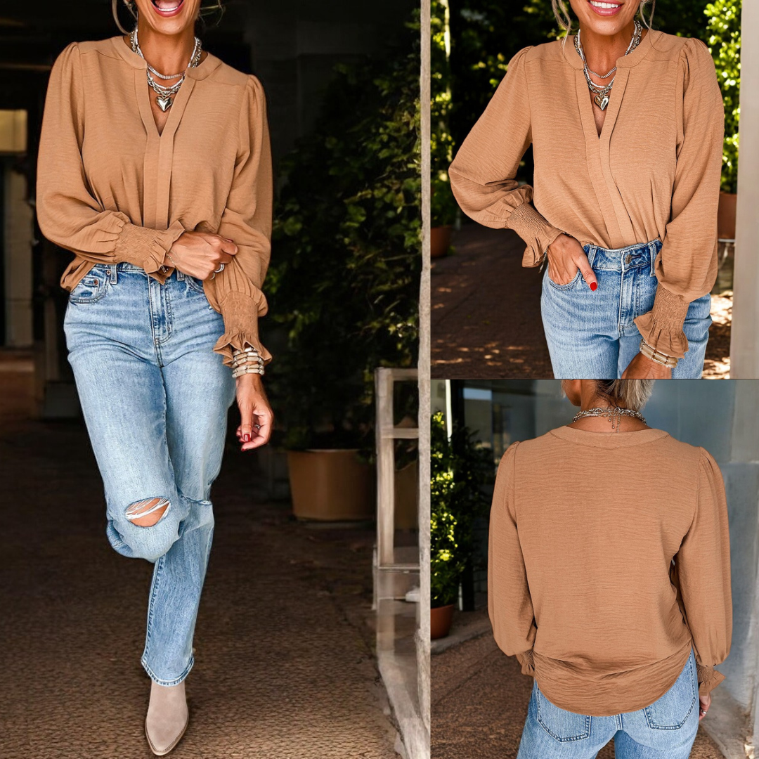 Bring On The Night, Long Smock Sleeve Texture Blouse