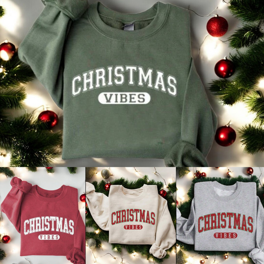 Christmas Vibes, Long Sleeve Sweatshirt (Small-4X)