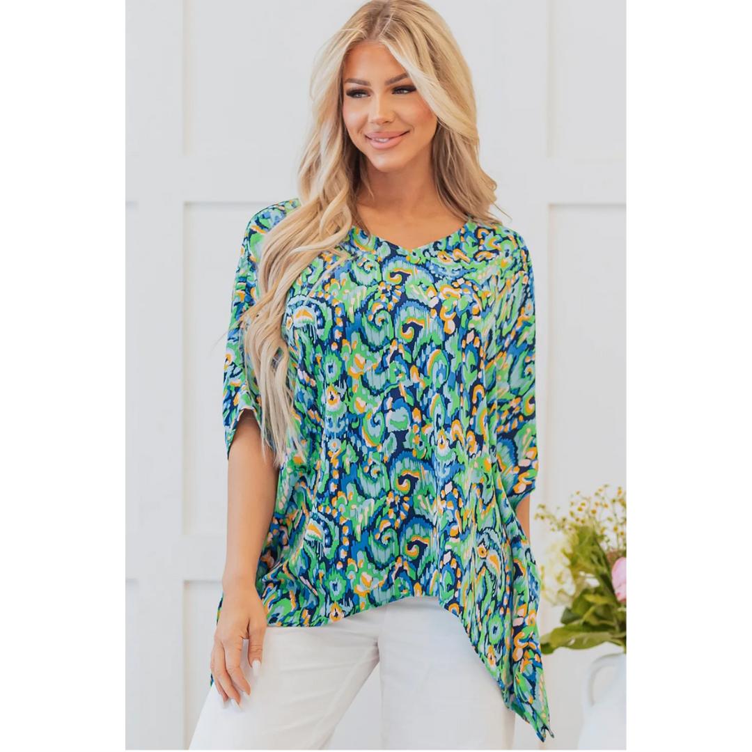 Color Your World, Half Sleeve Abstract Print Tunic