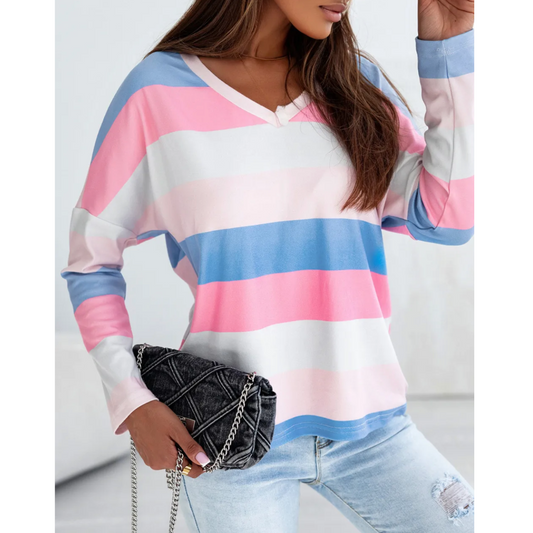 It's All About The Colors, Long Sleeve V Neck Oversize Tee