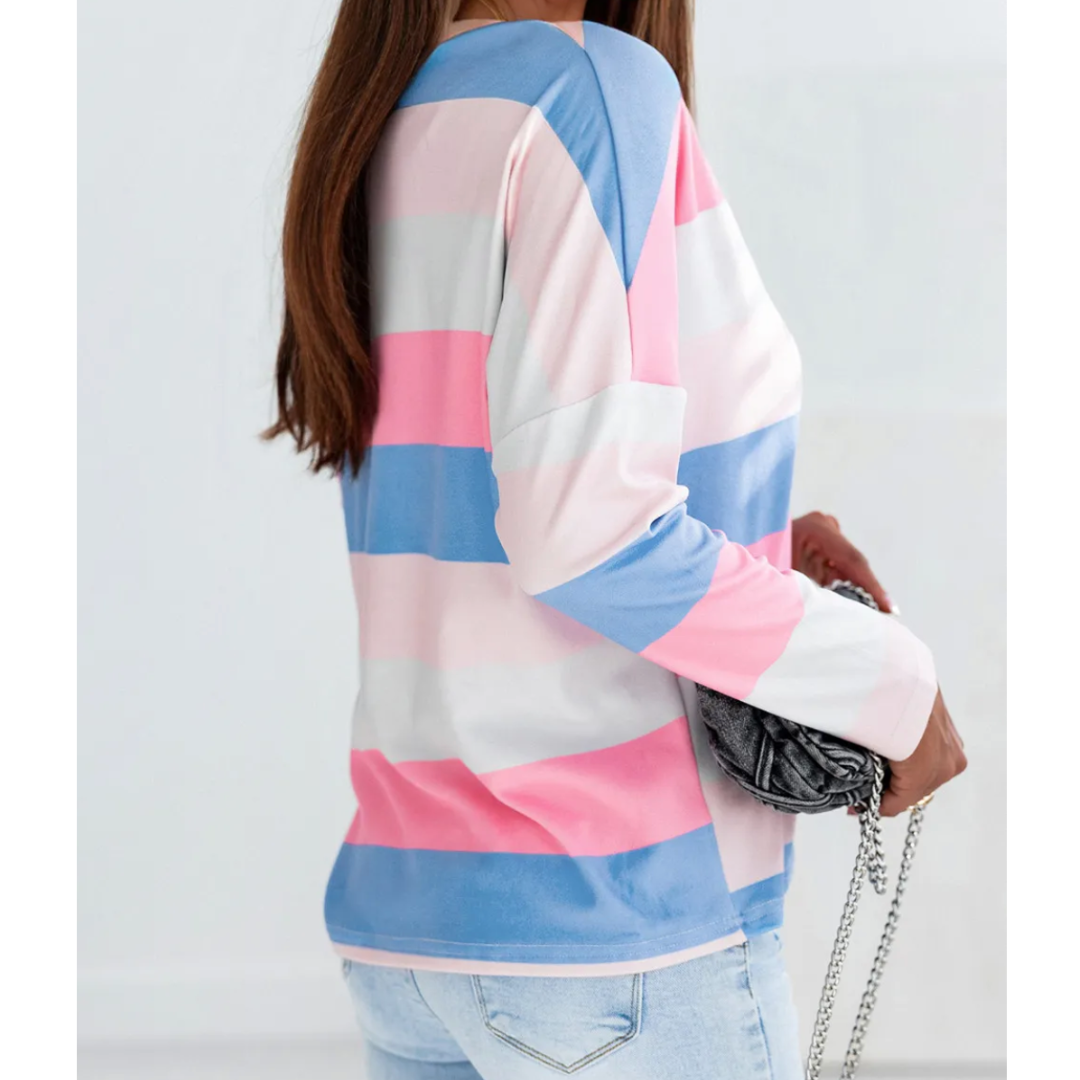 It's All About The Colors, Long Sleeve V Neck Oversize Tee