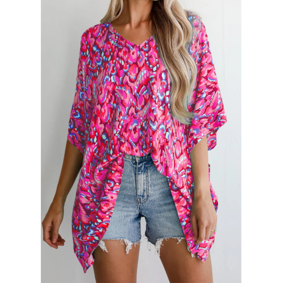 Color Your World, Half Sleeve Abstract Print Tunic