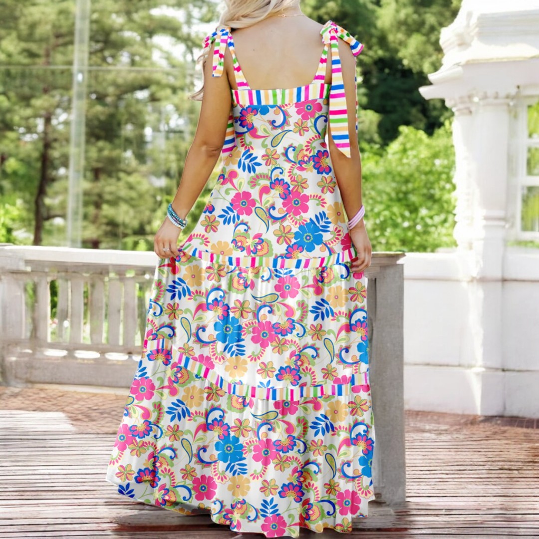 Sunny Days Ahead, Abstract Tier Ruffle Maxi Dress