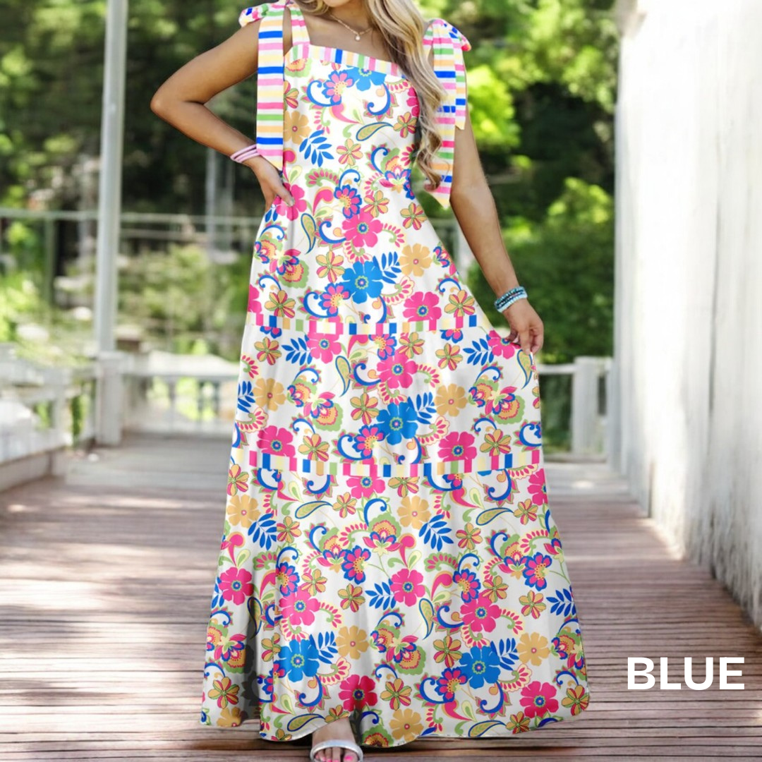 Sunny Days Ahead, Abstract Tier Ruffle Maxi Dress