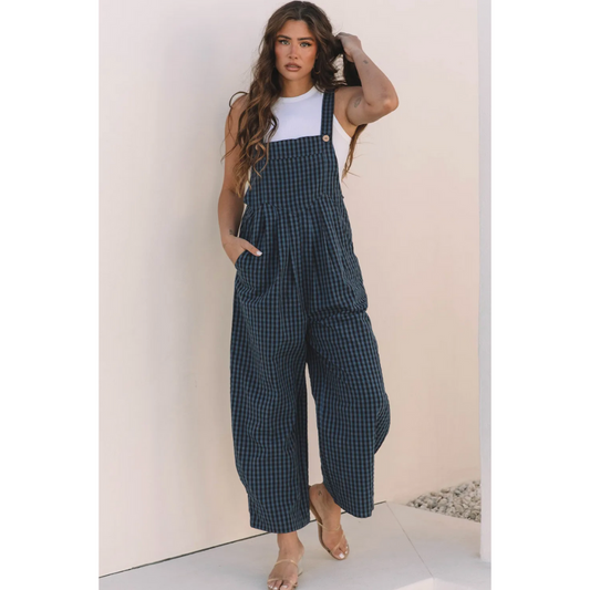 A Step Up, Checker Overalls With Pockets