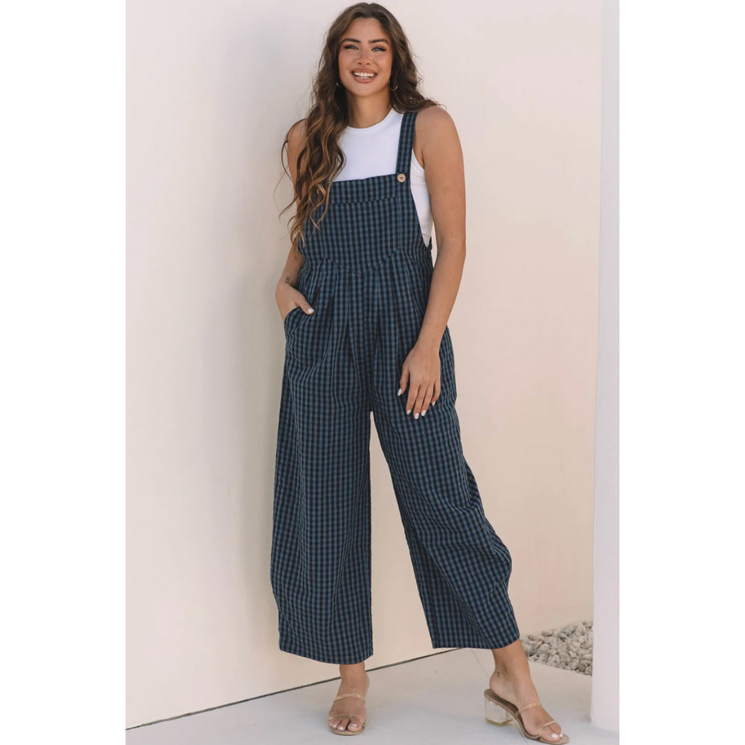 A Step Up, Checker Overalls With Pockets