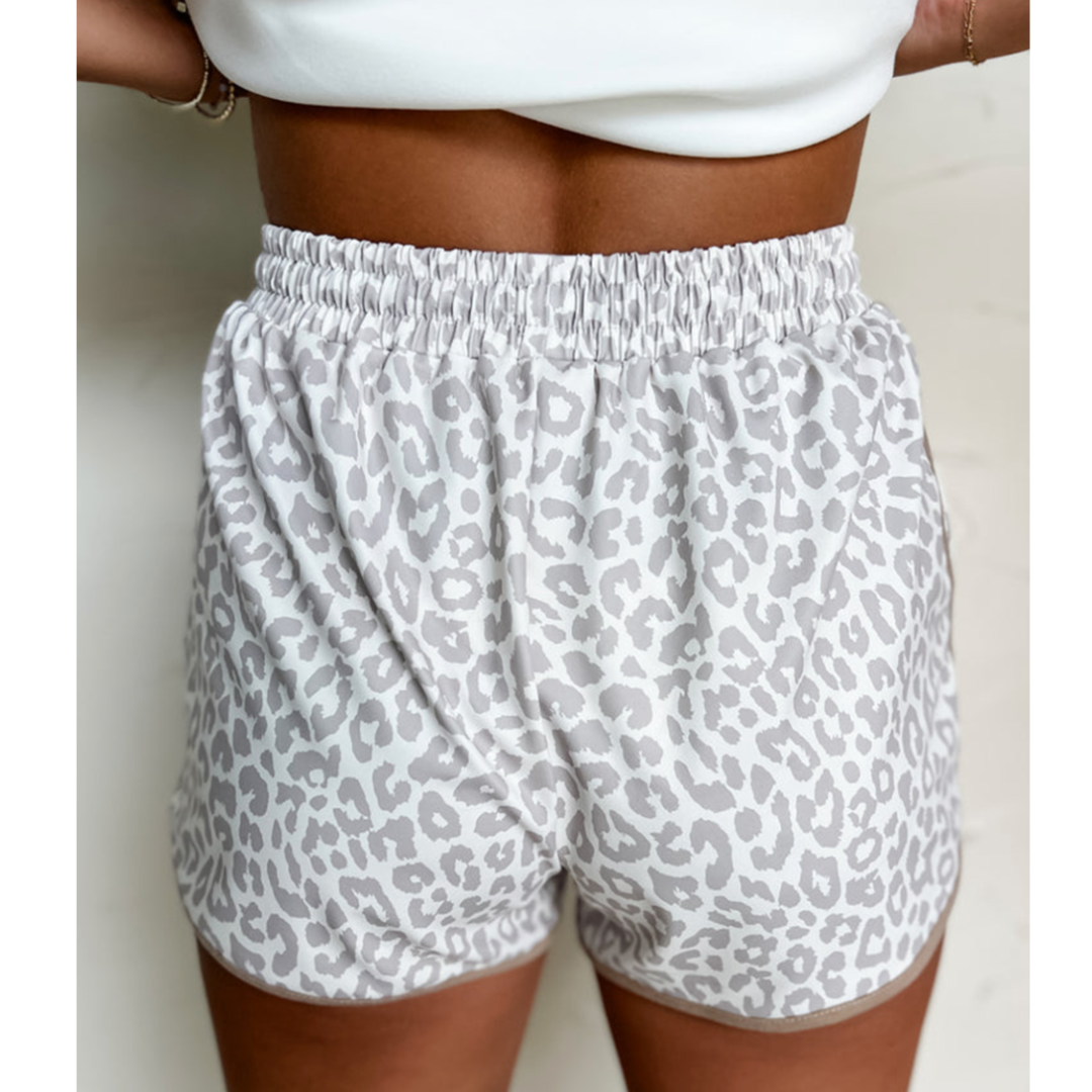 A Day Off, Leopard Drawstring Shorts With Pockets