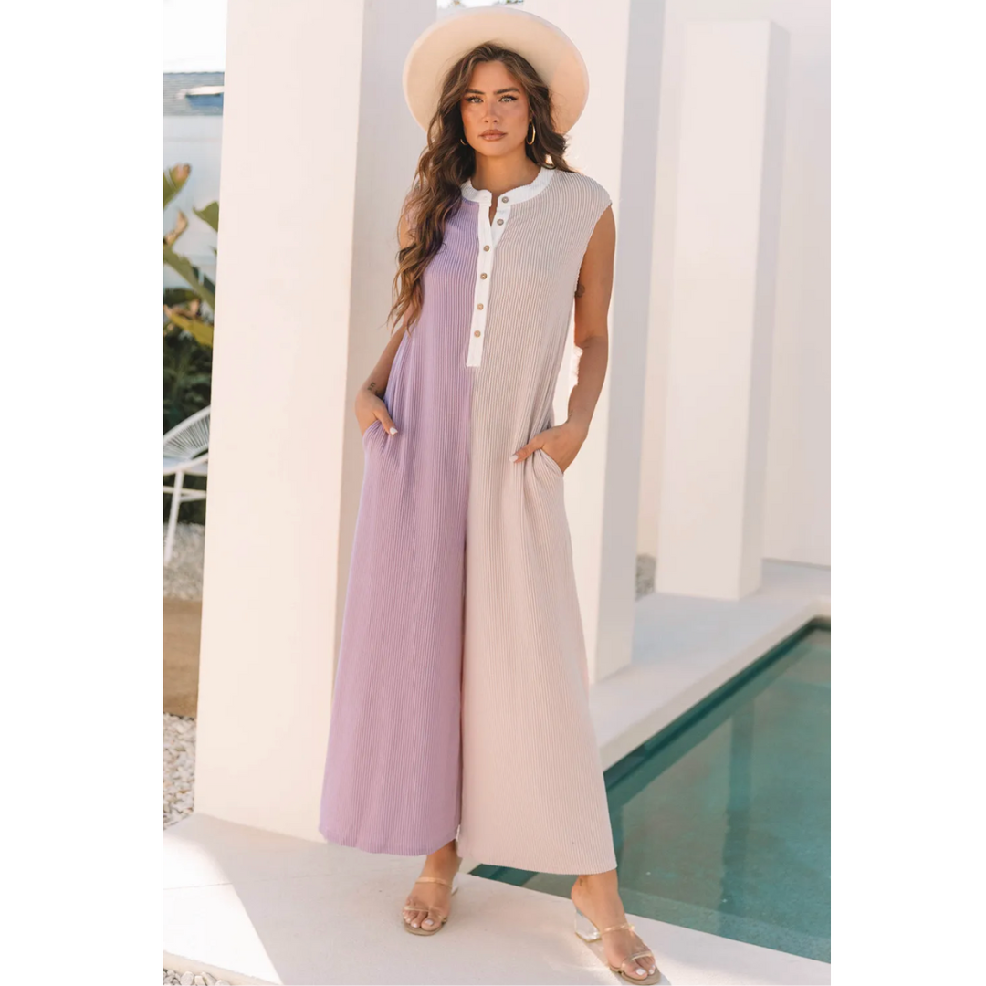 Be The One, Sleeveless Corded Wide Leg Jumpsuit