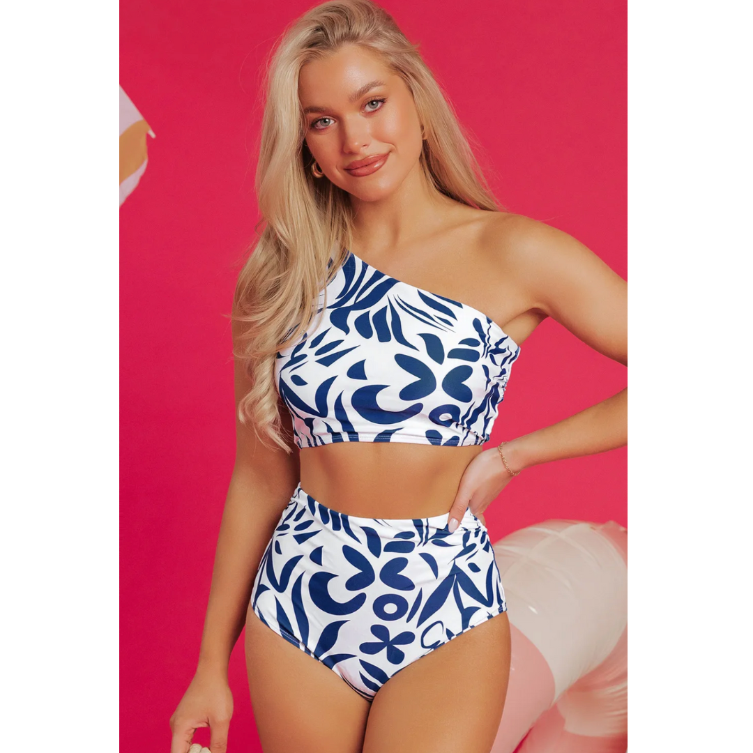 Ocean Breeze, 2 Piece Printed High Waist Bikini Set