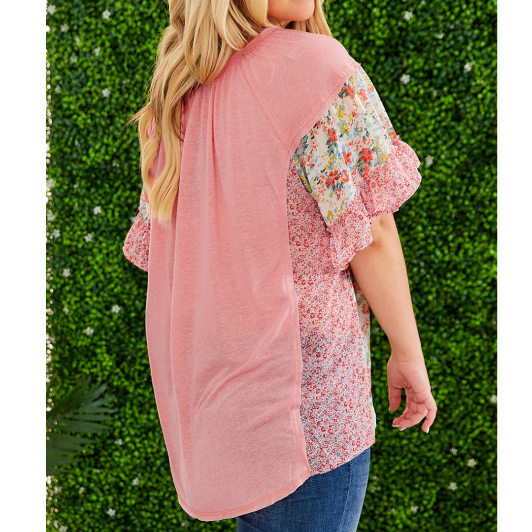 Easy To Love, Short Ruffle Sleeve Tunic (1X-4X)