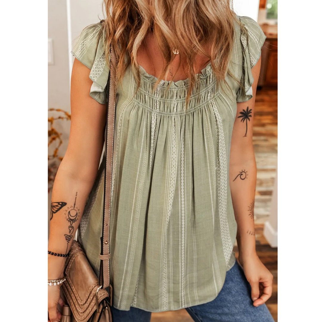 Keep It Up, Short Flutter Sleeve Tunic