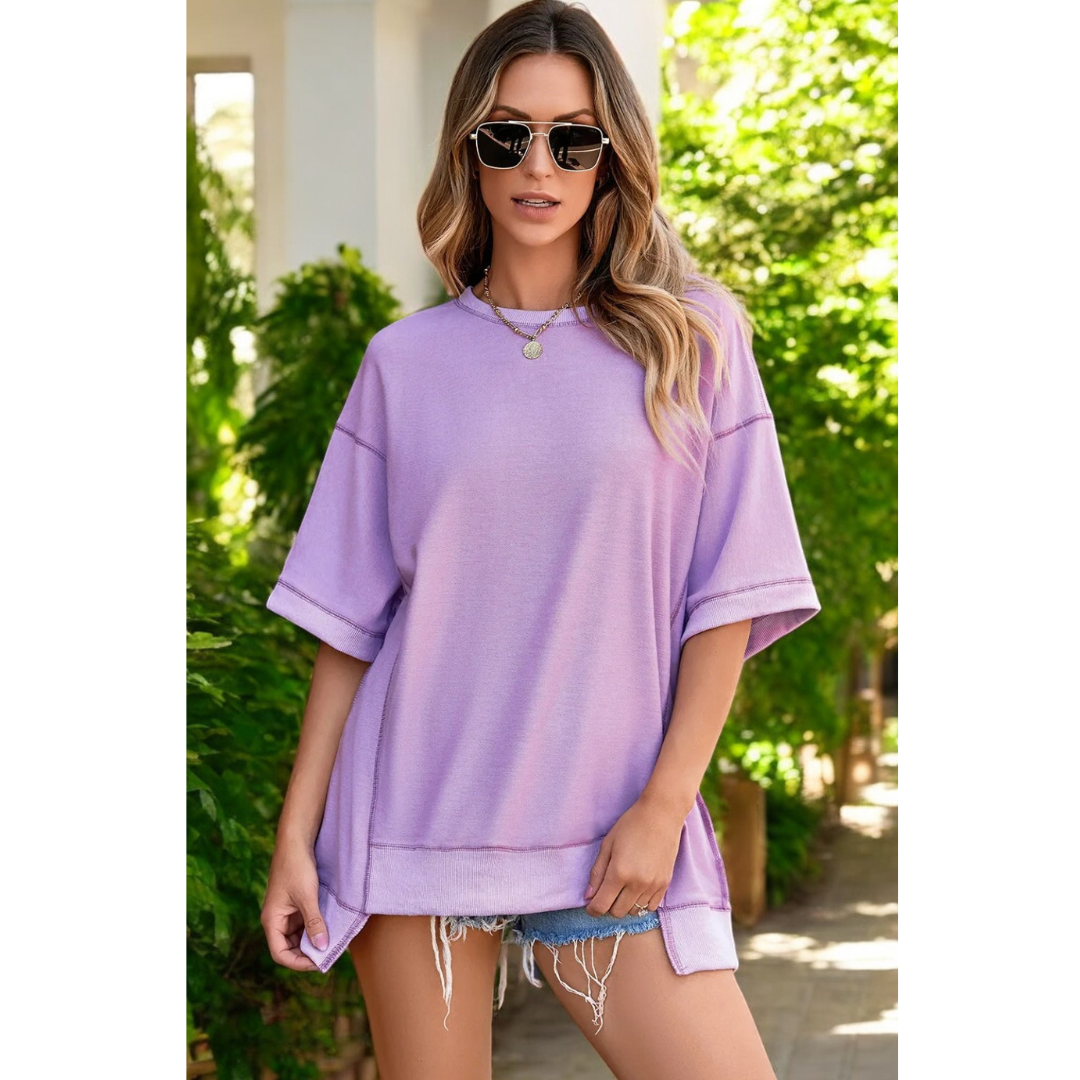 Let's Go Girl, Shirt Sleeve Oversize Tunic Top