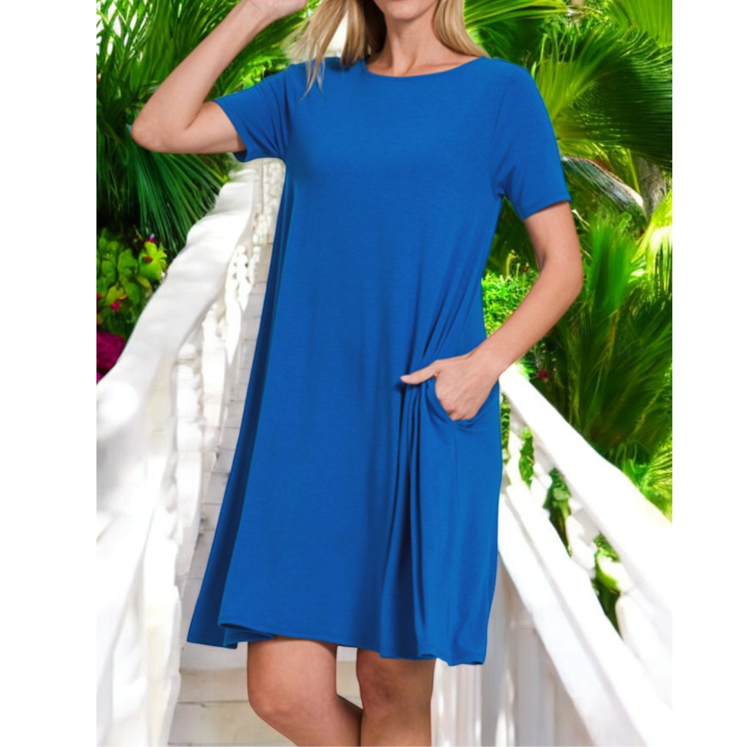 You're The One, Short Sleeve Swing Dress with Pockets