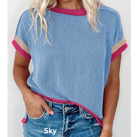 Best Days Ahead, Short Sleeve Corded Top