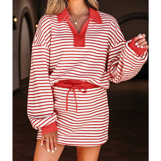 Coastal Breeze Striped Skort Set