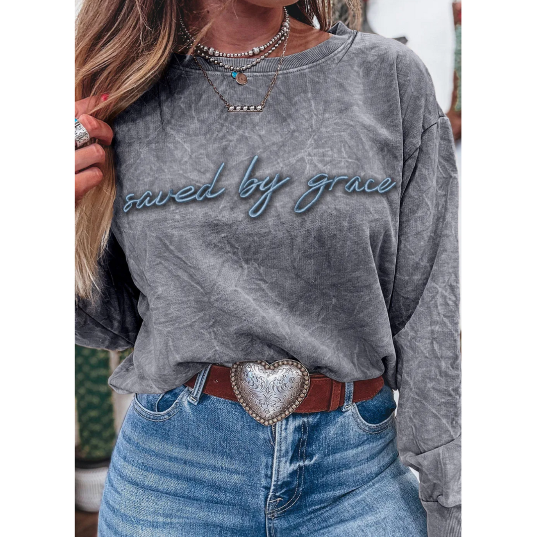 Saved by Grace Mineral Wash Sweatshirt