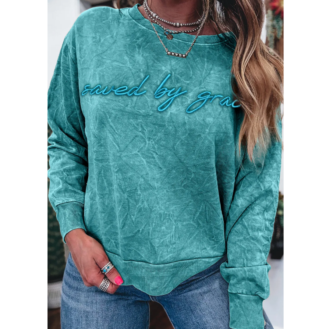 Saved by Grace Mineral Wash Sweatshirt