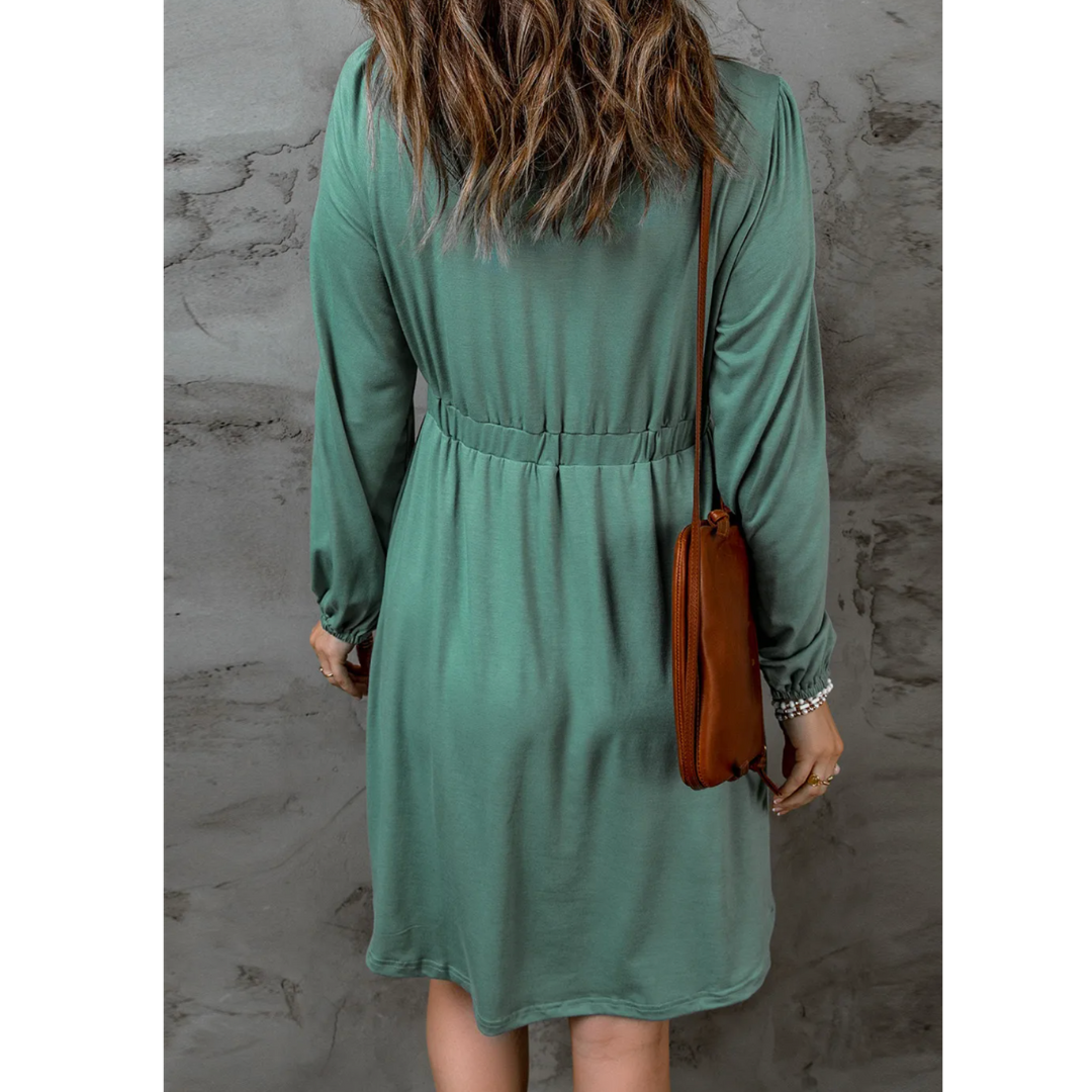 Sage Serenity Button-Front Dress