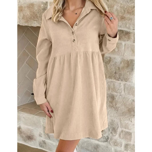 Sandstone Charm Corduroy Dress