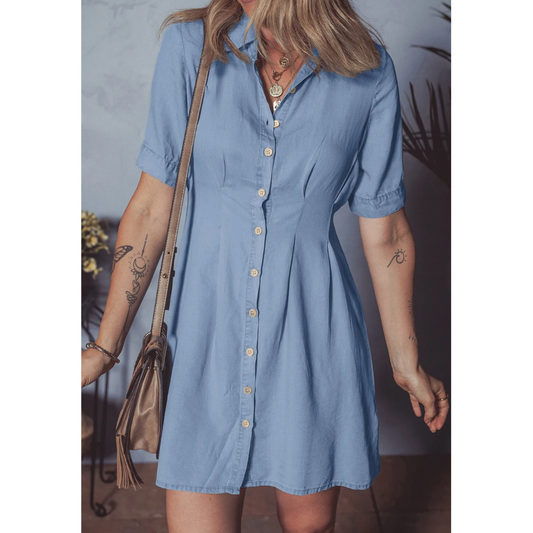 Blue Breeze Button-Down Dress