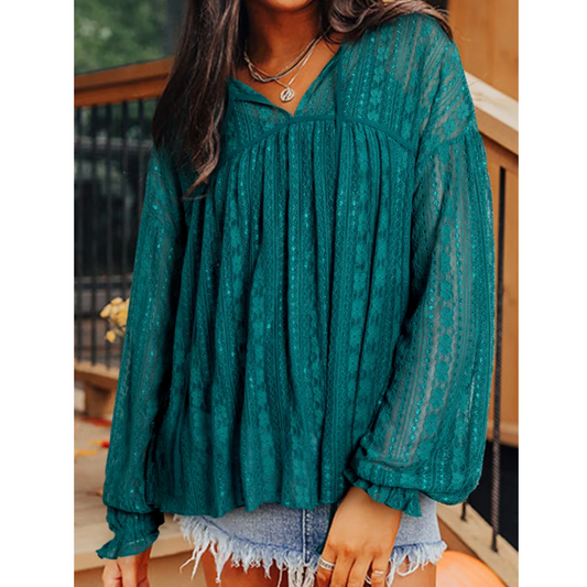 Emerald Breeze Lace Blouse