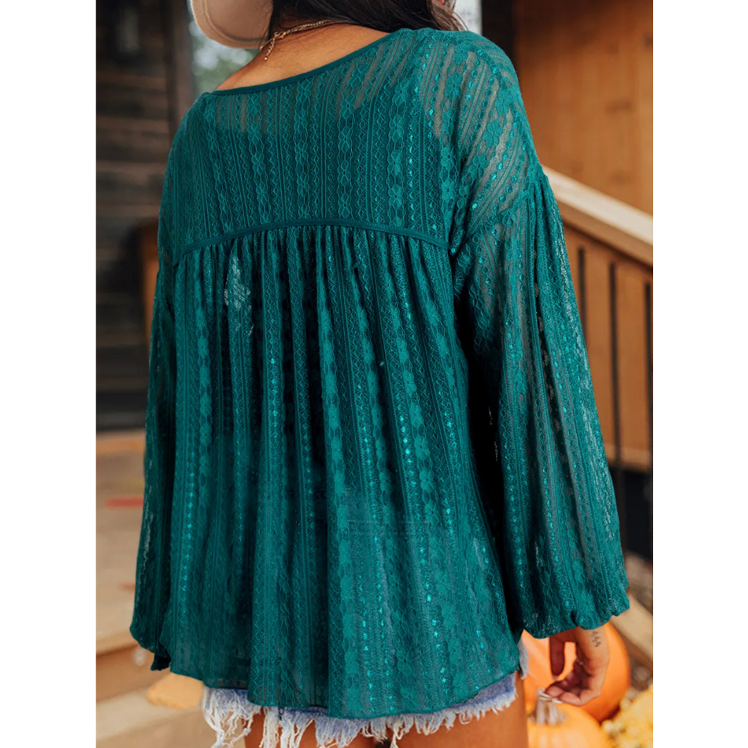 Emerald Breeze Lace Blouse