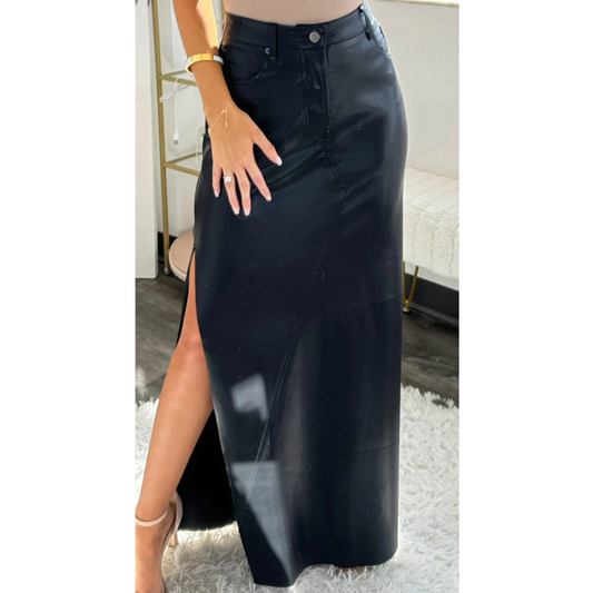 Midnight Edge Faux Leather Maxi Skirt