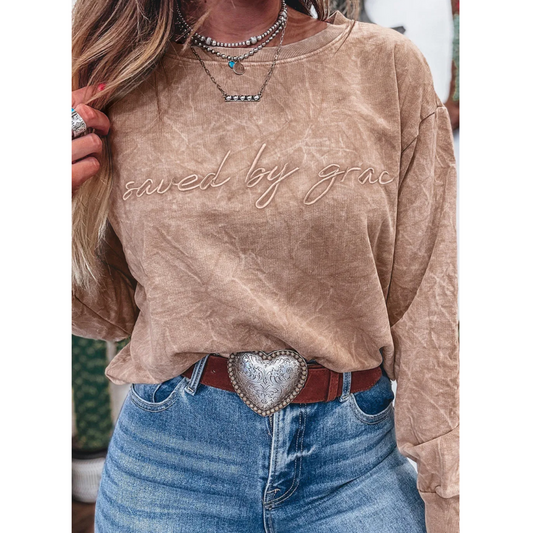 Saved by Grace Mineral Wash Sweatshirt