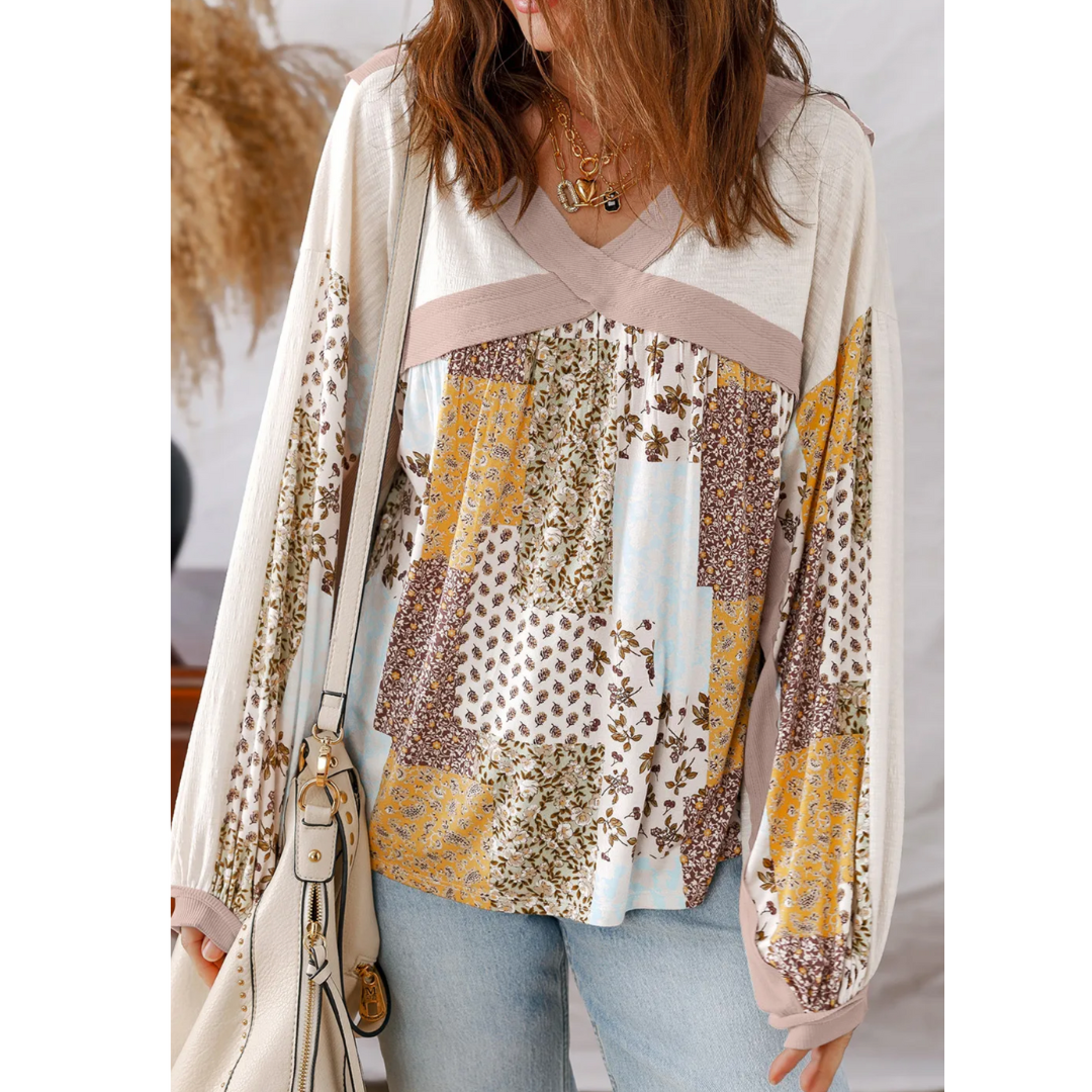 Golden Meadow Patchwork Blouse