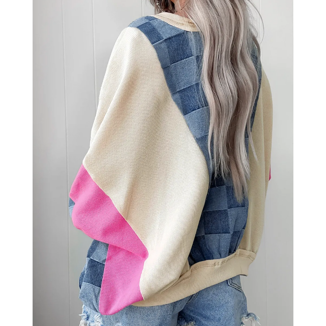 Retro Vibes Checkerboard Sweatshirt