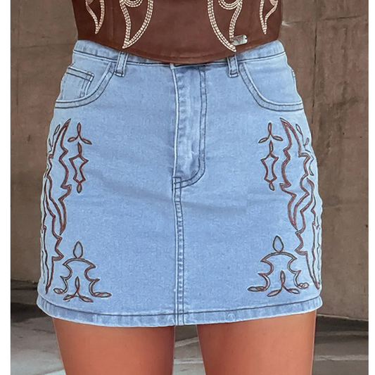 Western Flair Denim Skirt