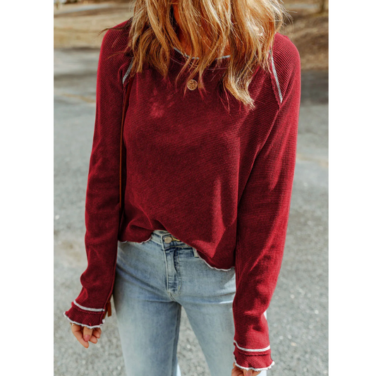 Cranberry Edge Waffle Top