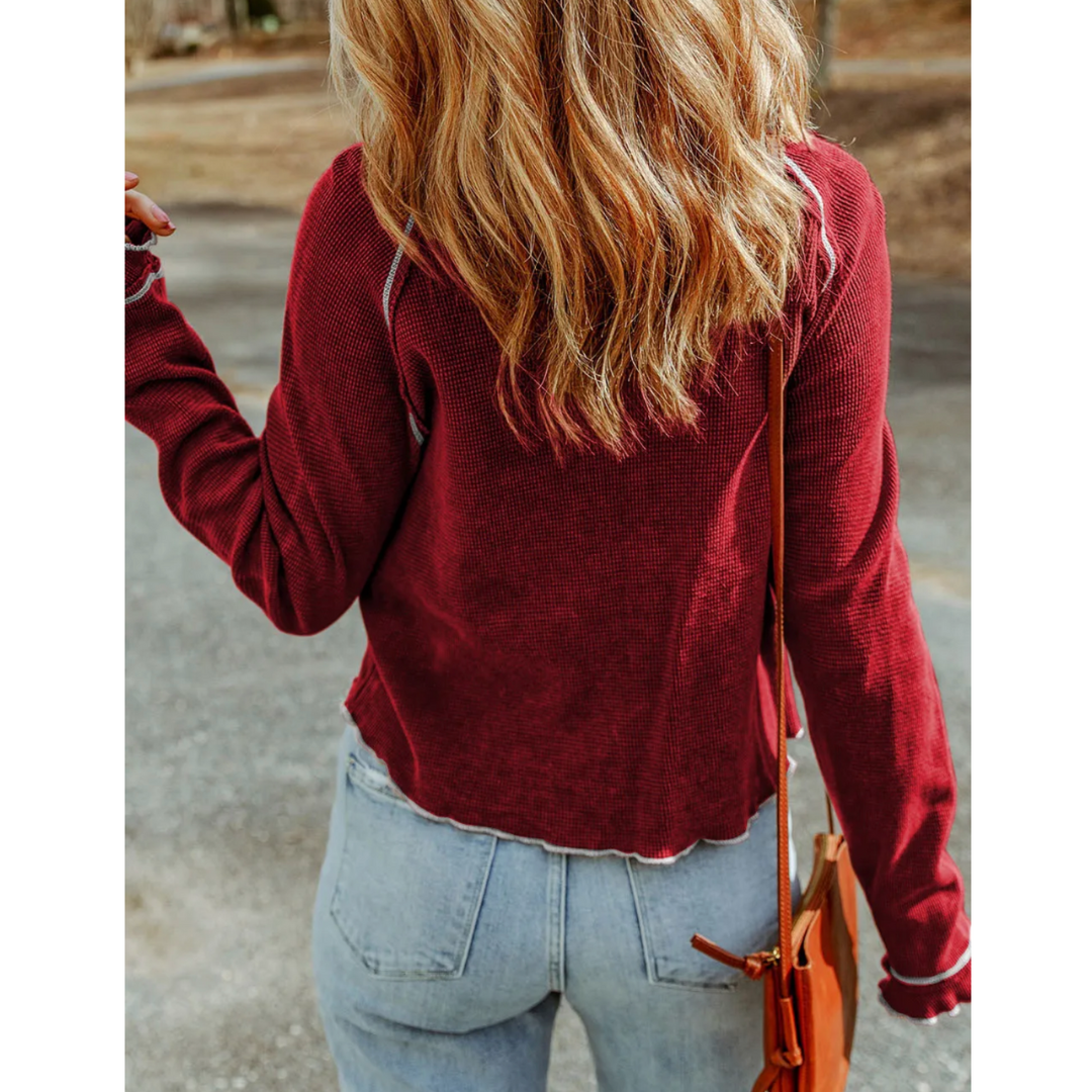Cranberry Edge Waffle Top