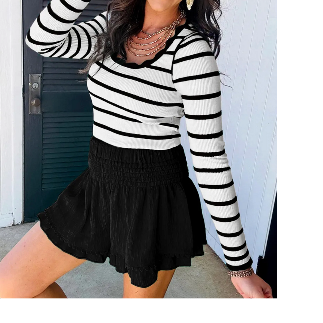 Coastal Stripe Scallop Top