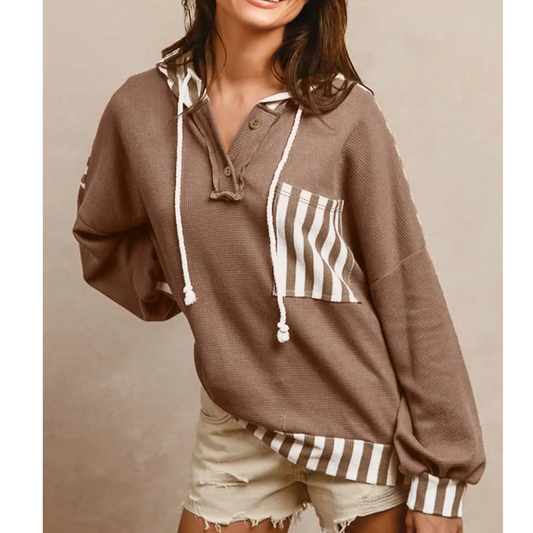 Mocha Stripe Escape Hoodie