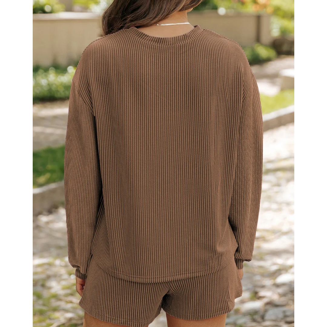 Weekend Ease Ribbed Short Set