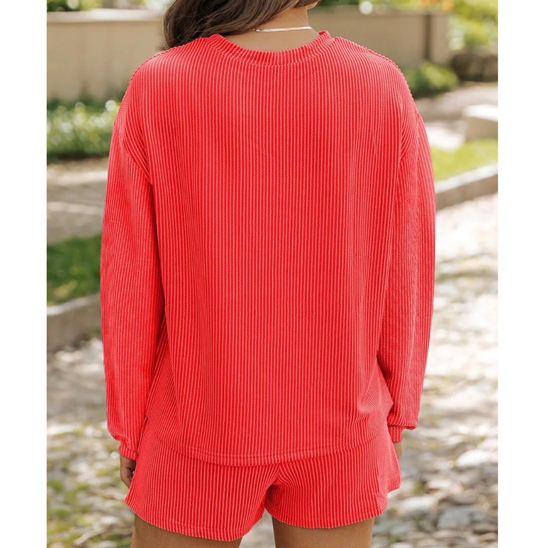 Weekend Ease Ribbed Short Set