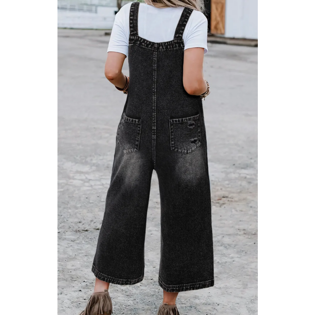 Coastal Cool Distressed Denim Overalls