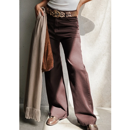 Mocha Horizon Wide-Leg Jeans